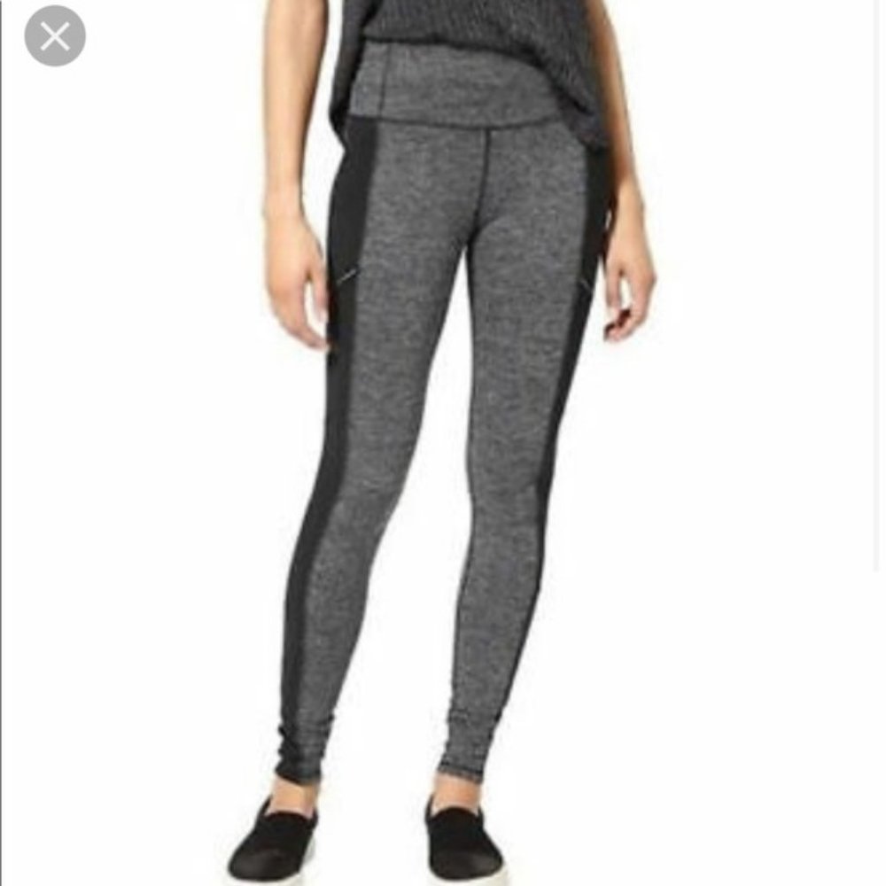 NEW Athleta Herringbone Knit Leggings Grey Black Pockets Winter Pants XS NWOT